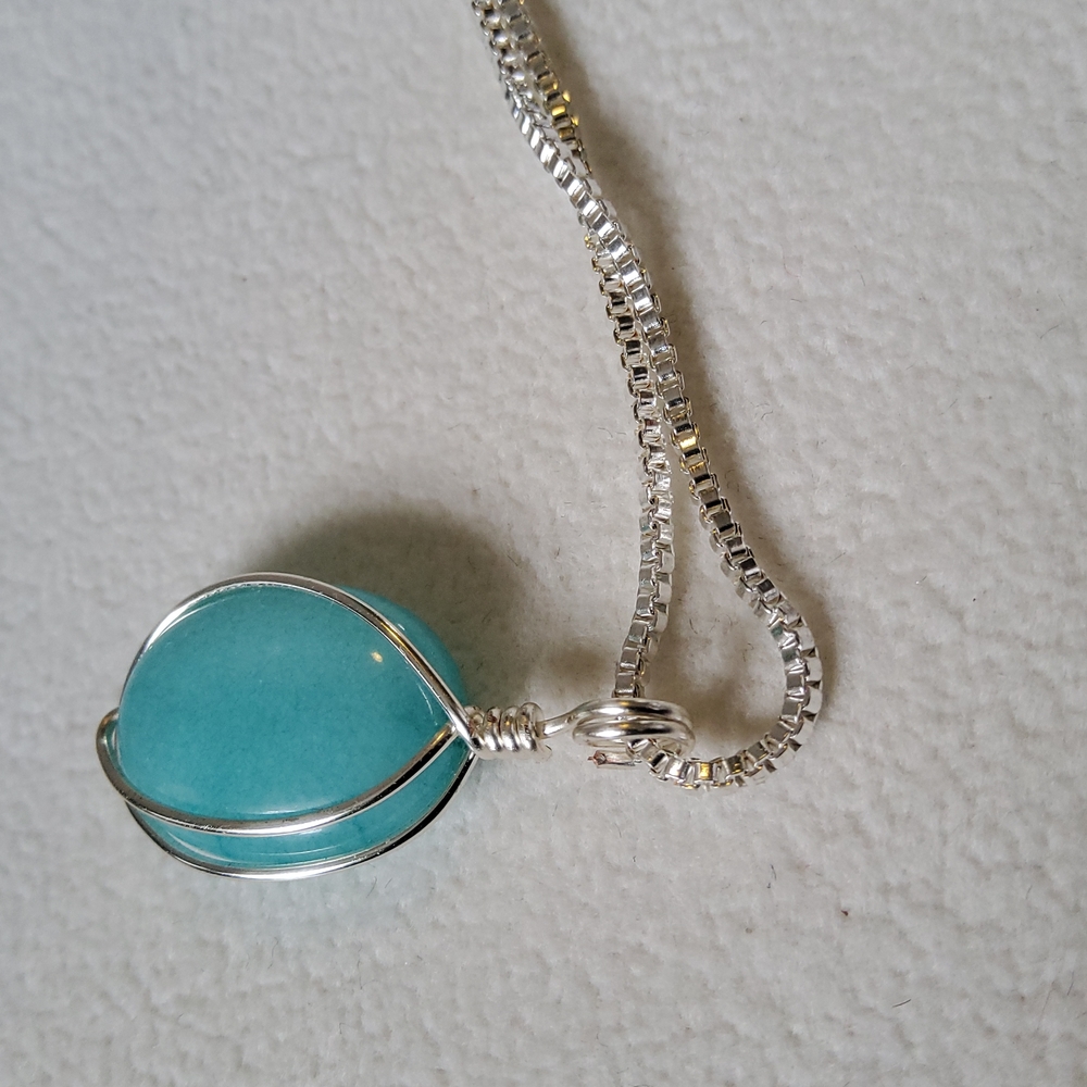 Sterling Silver Aquamarine Necklace 30” *Last One* - Picture 5 of 9